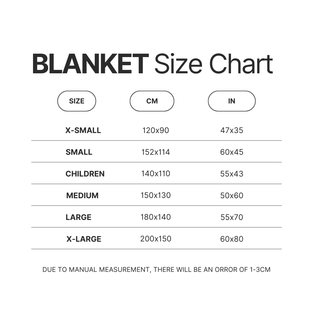 Blanket Size Chart - Sade Merch