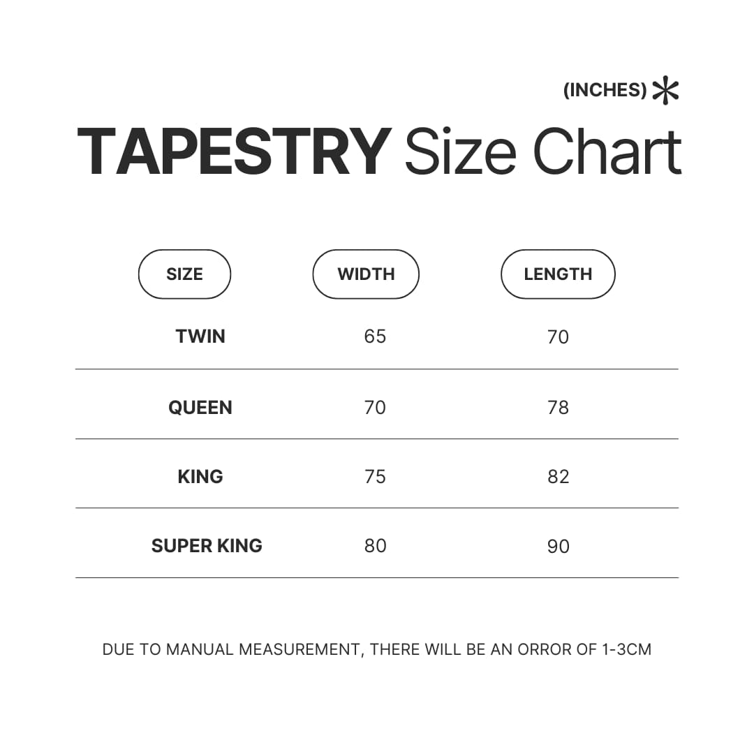 Tapestry Size Chart - Sade Merch