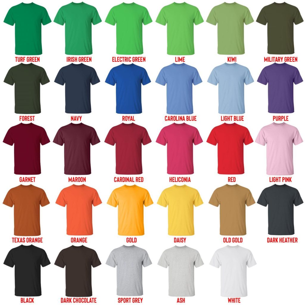 t shirt color chart - Sade Merch