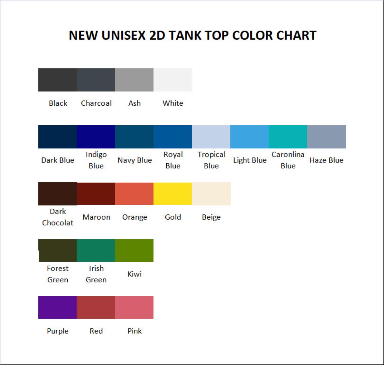 tank top color chart - Sade Merch